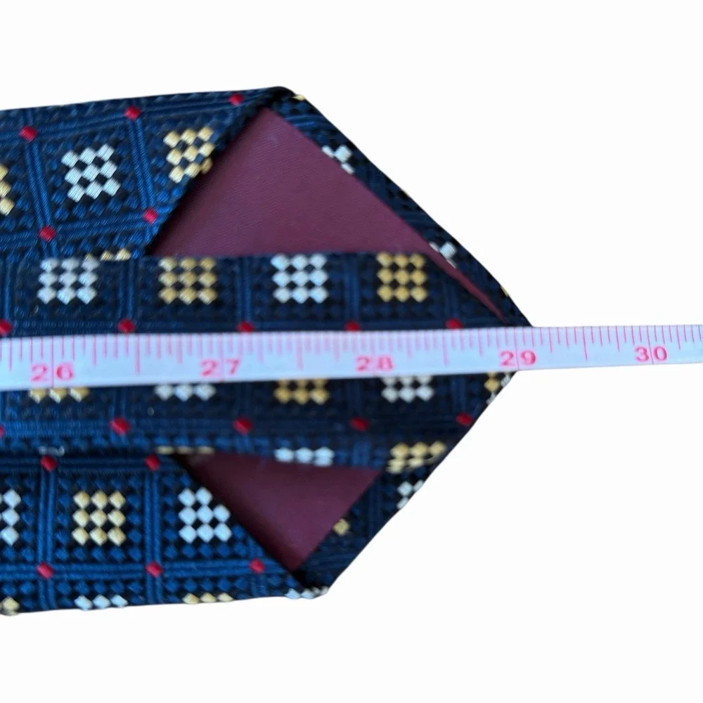 LANDS' END MEN'S TIE BLUE/GEOMETRIC WIDTH:‎ 3.75